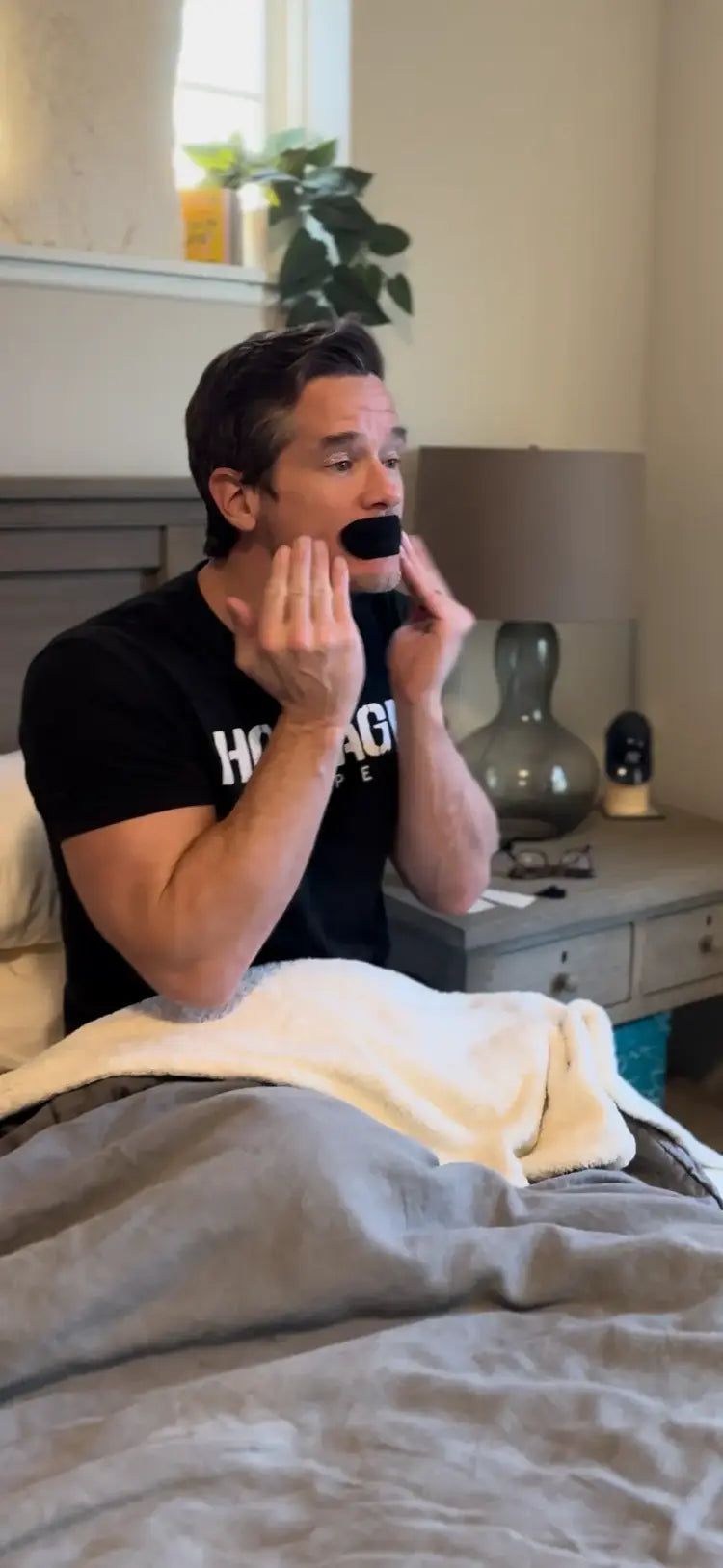 Press it over your lips.